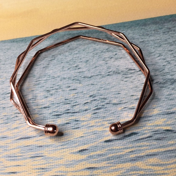 Rose Gold Plated Geometric Bracelet - Picture 6 of 6